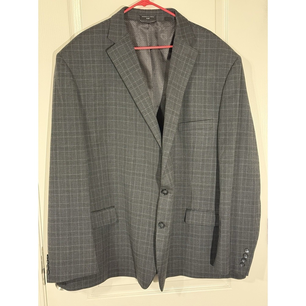 Shaquille O'Neal XLG Coat Blazer Gray/Charcoal  Windowpane Plaid 58R‎ Big Tall